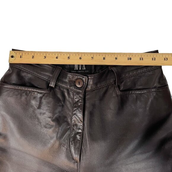 MIXβ VTG Lamb Brown 100% Leather Chocolate Pants Academia Preppy Size 5 - Picture 2 of 6